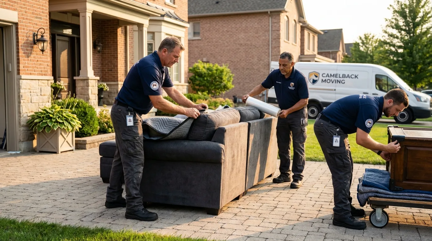Large estate moving crew wrapping furniture in Cedar Falls, IA