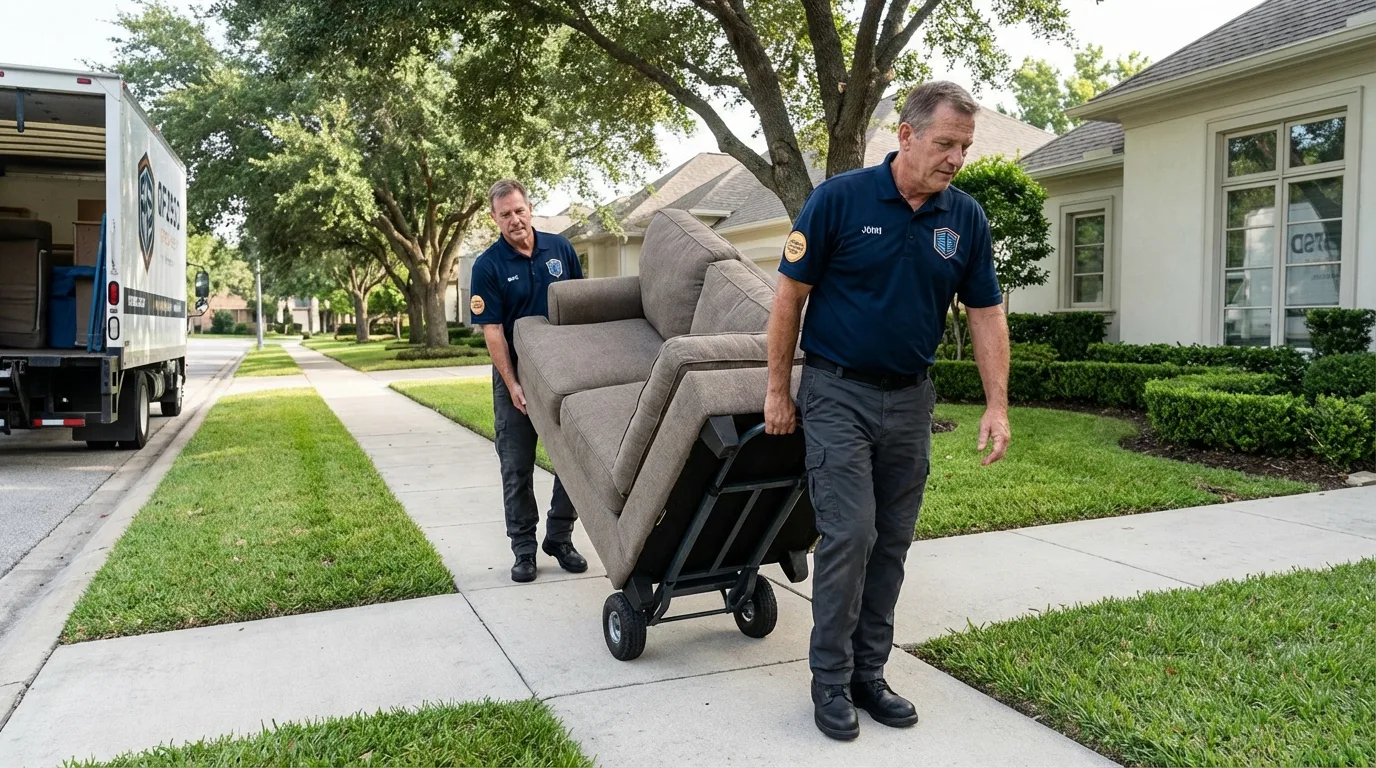 Local residential moving crew loading furniture in Cedar Falls, IA