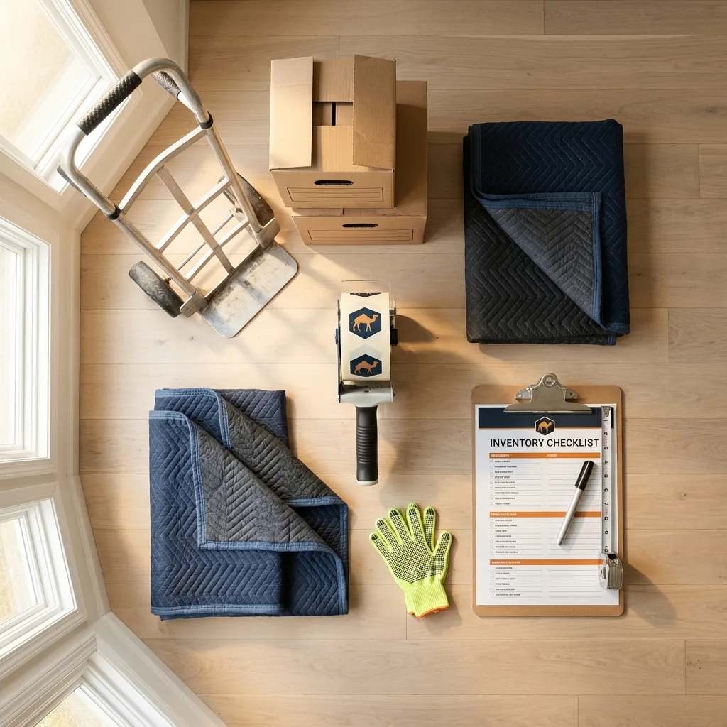 Professional moving supplies and packing materials layout for Cedar Falls residential relocations